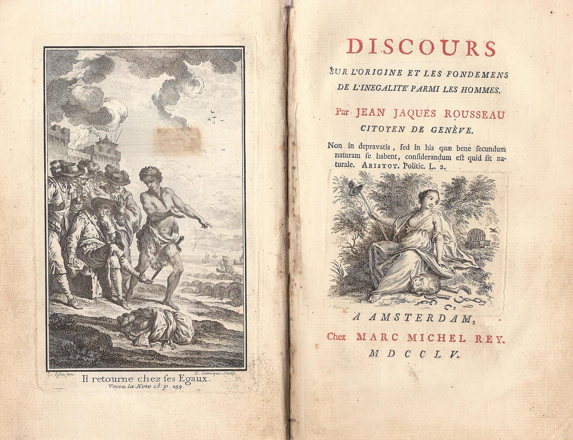 Page de titre d'une édition ancienne du Discours sur l'origine de l'inégalité.