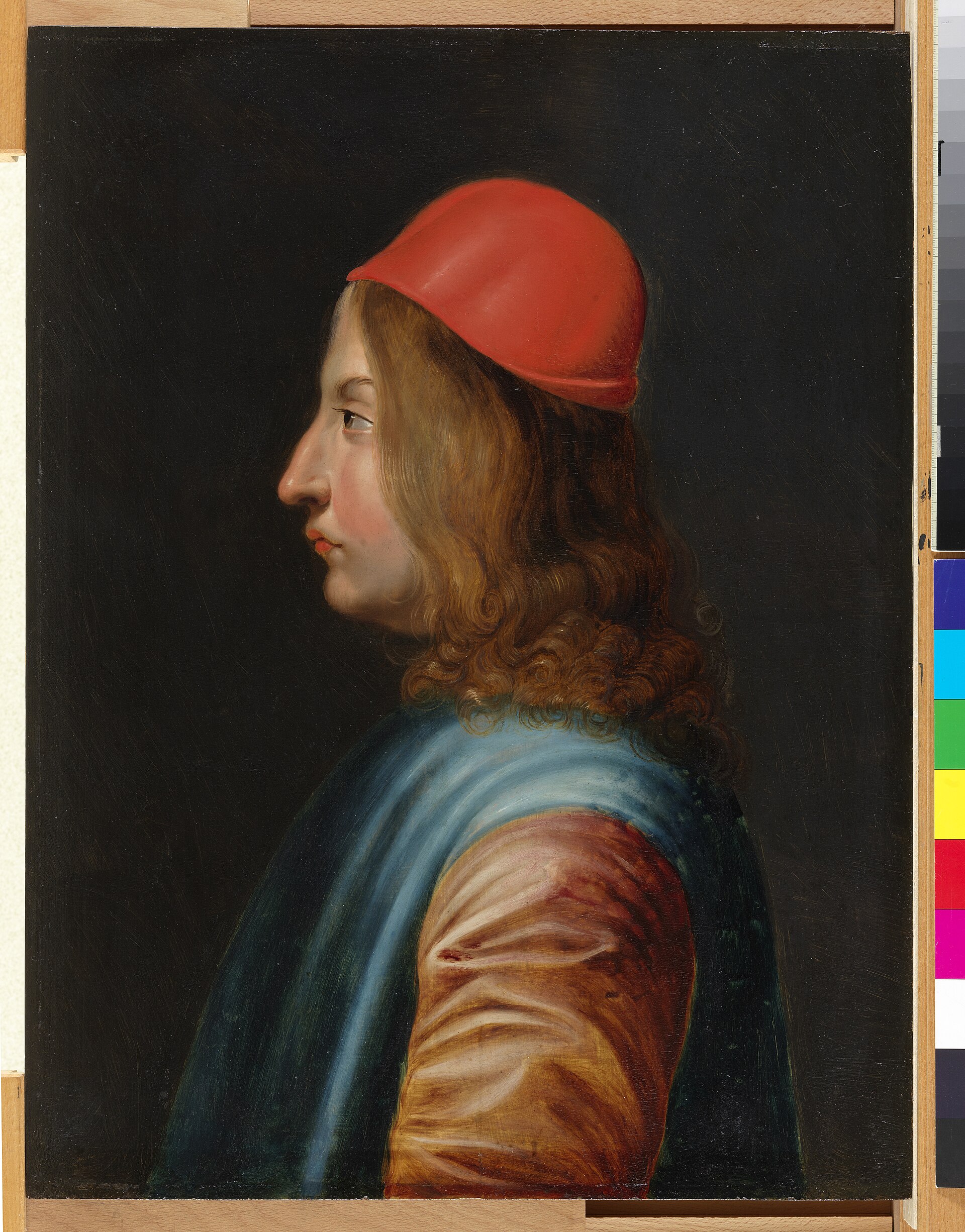 Portrait peint de Pic de la Mirandole, jeune homme aux cheveux longs.