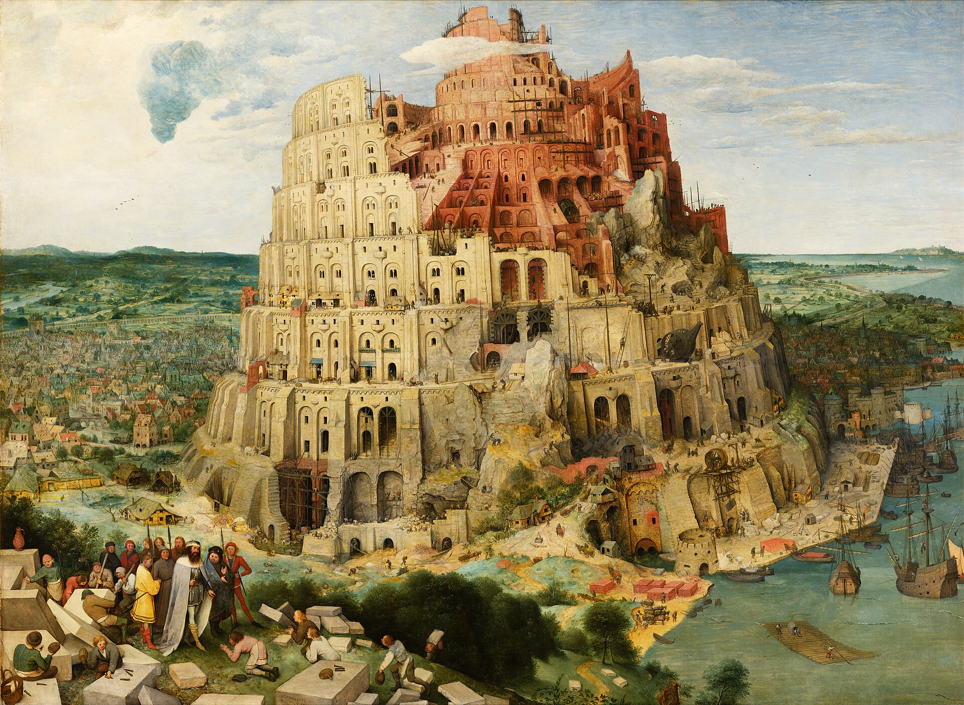 La Tour de Babel de Bruegel : une tour immense en construction, grouillante de chantiers.